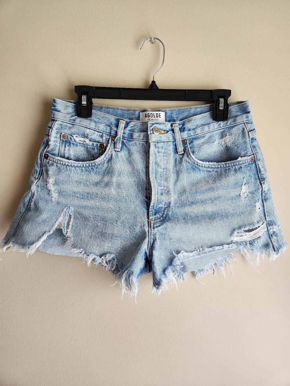 Agolde Denim Lightblue Distressed Shorts Size 27